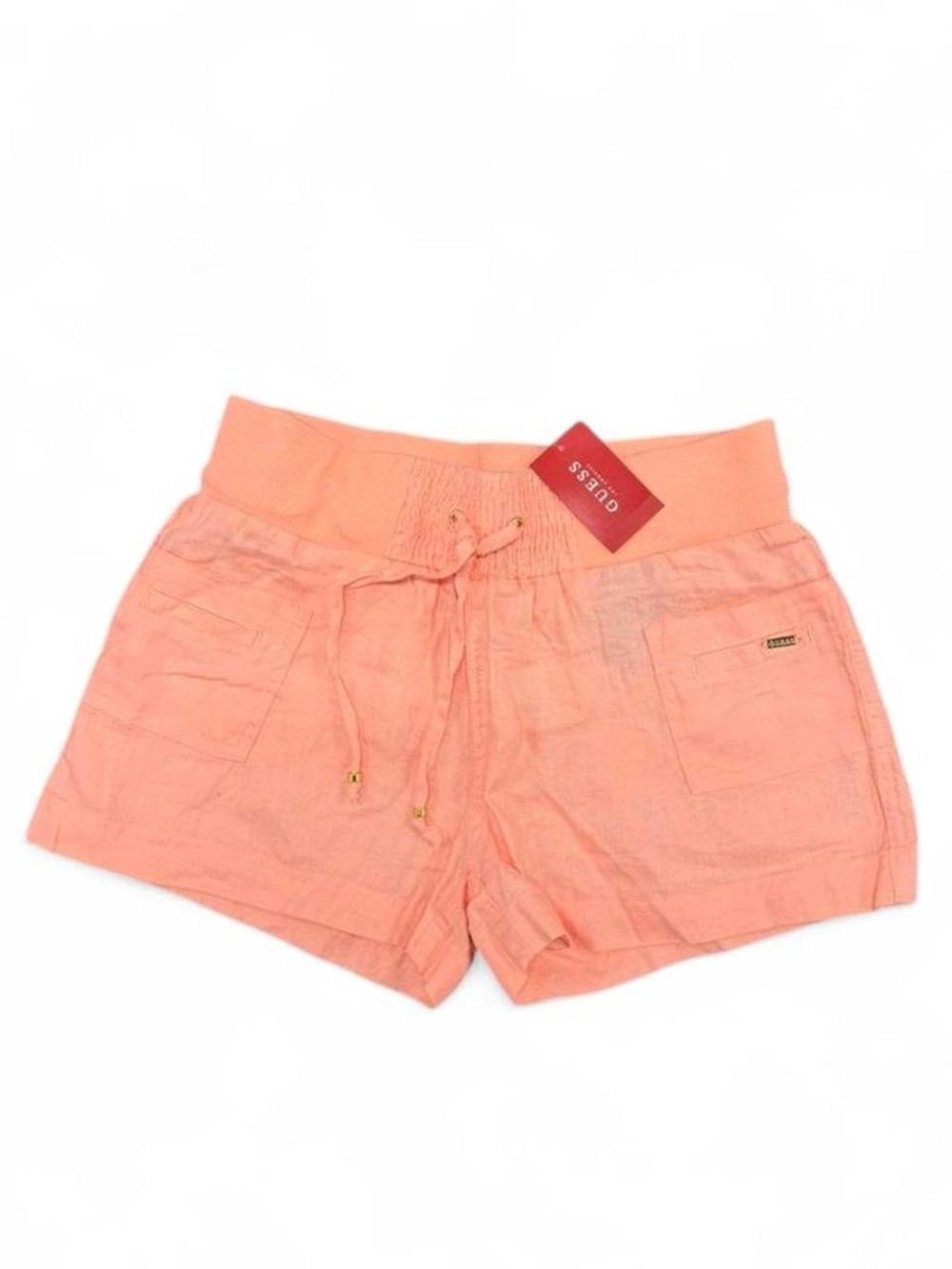 Guess Women's Peach High Waist Linen Blend Shorts